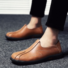 R&B韩版青年男鞋透气柔软系带套脚休闲皮鞋