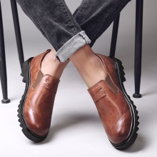 R&B都市休闲男鞋柔软舒适手工缝制套脚休闲皮鞋