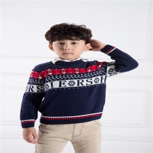 R&B冬季时尚中大男童长袖条纹纯棉针织毛衣R201708