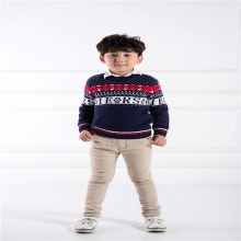 R&B冬季时尚中大男童长袖条纹纯棉针织毛衣R201708